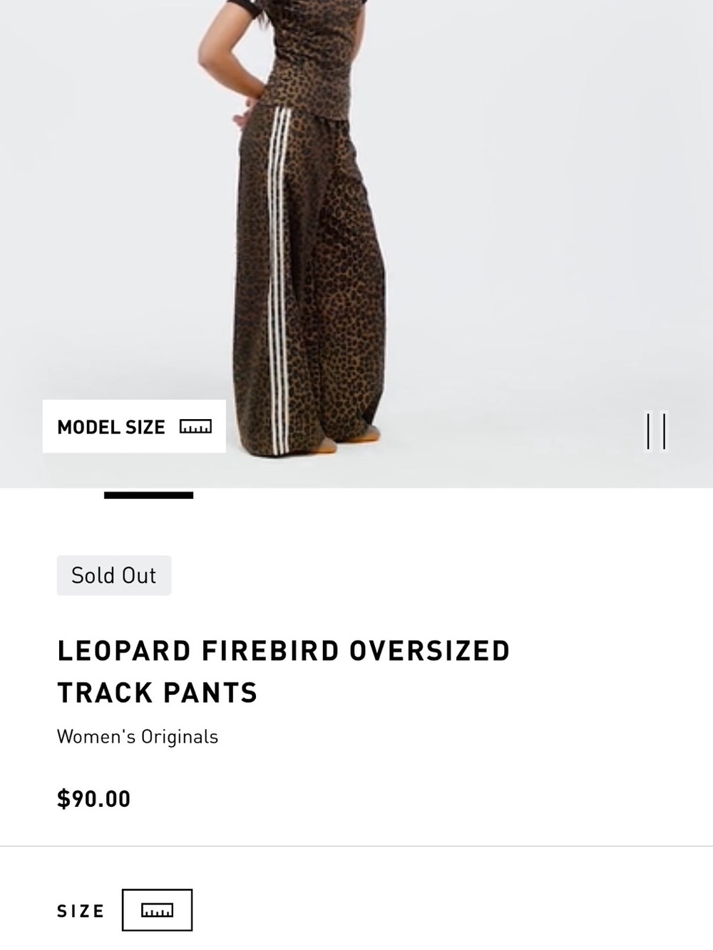 Adidas Leopard Firebird Track Pants Wide Leg Large Brown White 3 Stripe